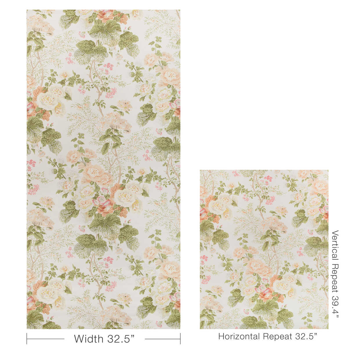 Grand Althea Wp - Apricot/Moss - LEE JOFA Wallpaper