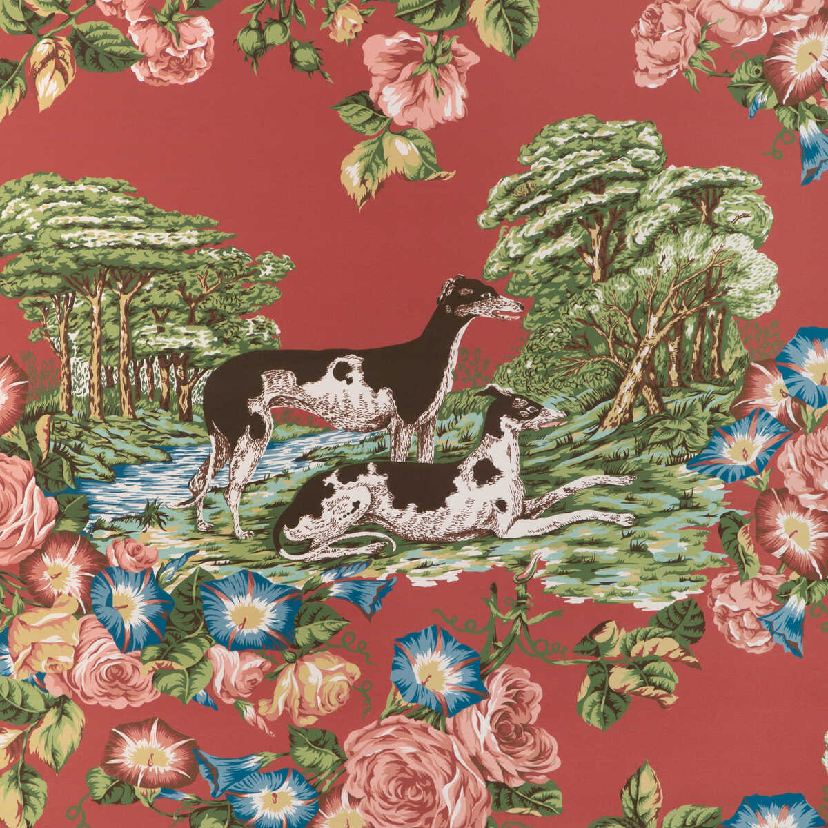 Whippets Paper - Red - LEE JOFA Papel pintado