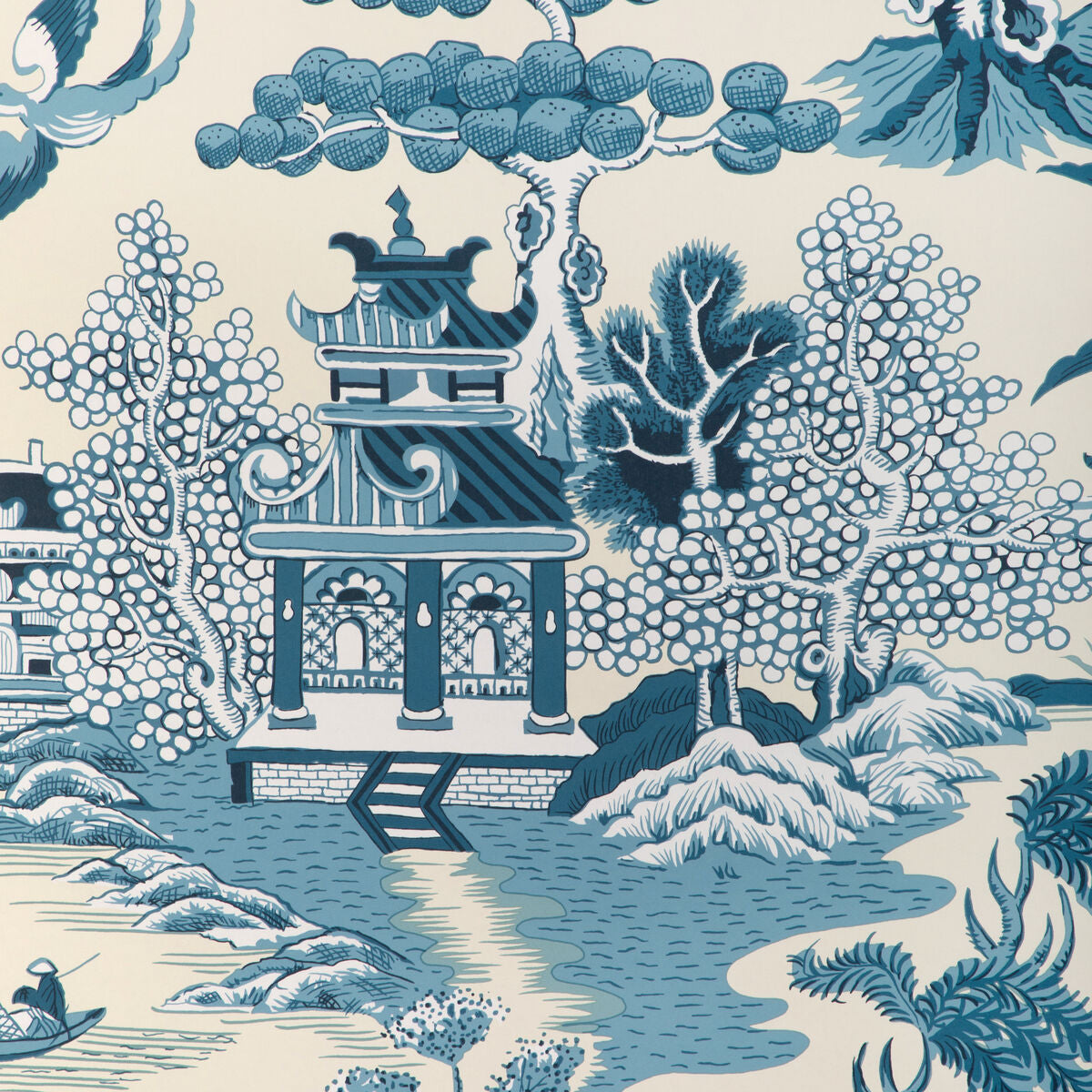 Willow Lake Paper - Teal - Lee Jofa Wallpaper