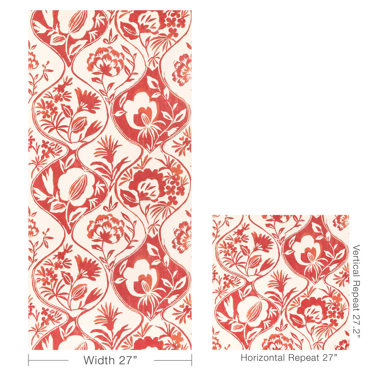 Calathea Paper - Red - LEE JOFA Wallpaper