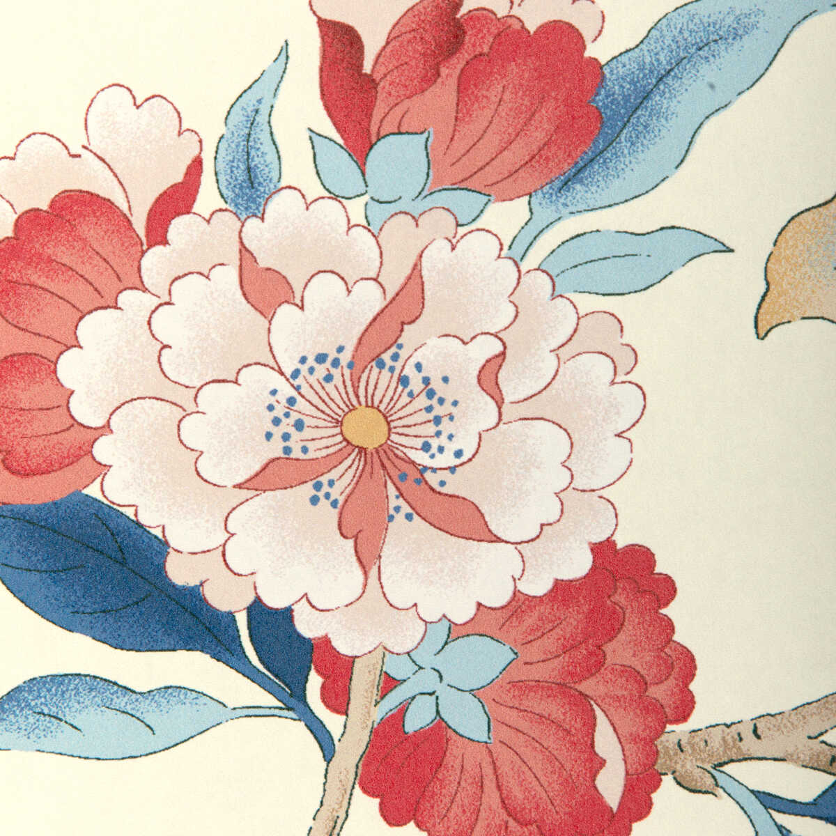 Gardenia Paper - Blue/Red - LEE JOFA Wallpaper