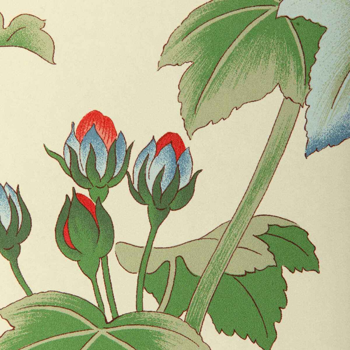 Gardenia-Paper-Red-Green-Lee-Jofa-Wallpaper - LEE JOFA Wallpaper