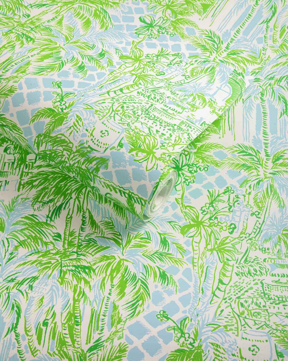 Palm-Beach-Wp-Blue-Green-Lee-Jofa-Wallpaper - LEE JOFA Wallpaper