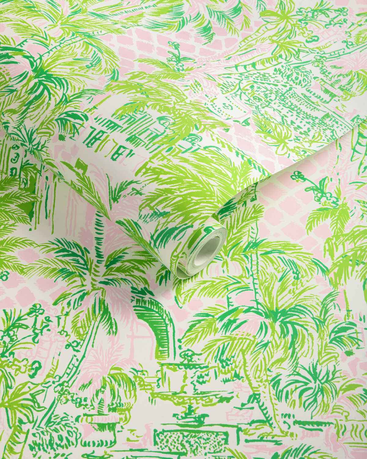 Palm-Beach-Wp-Pink-Green-Lee-Jofa-Wallpaper - LEE JOFA Wallpaper