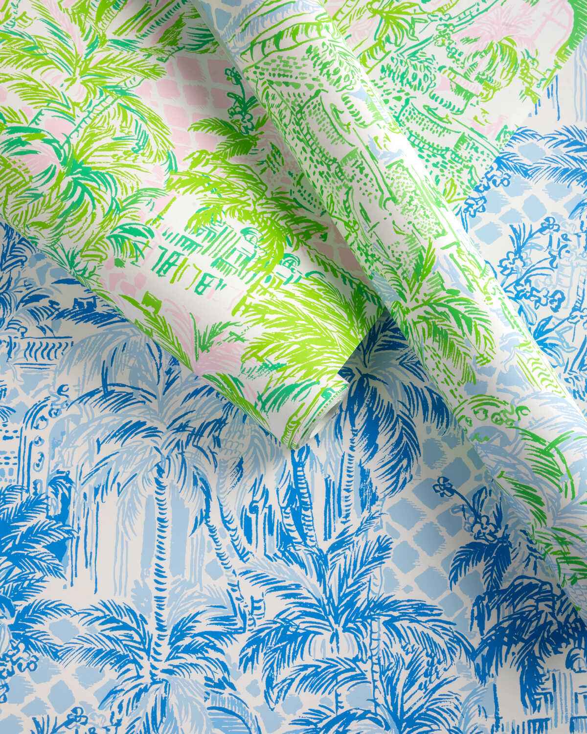 Palm-Beach-Wp-Pink-Green-Lee-Jofa-Wallpaper - LEE JOFA Wallpaper