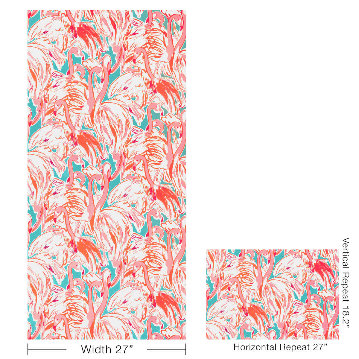 Pink Colony Wp - Aqua/Pink - LEE JOFA Wallpaper