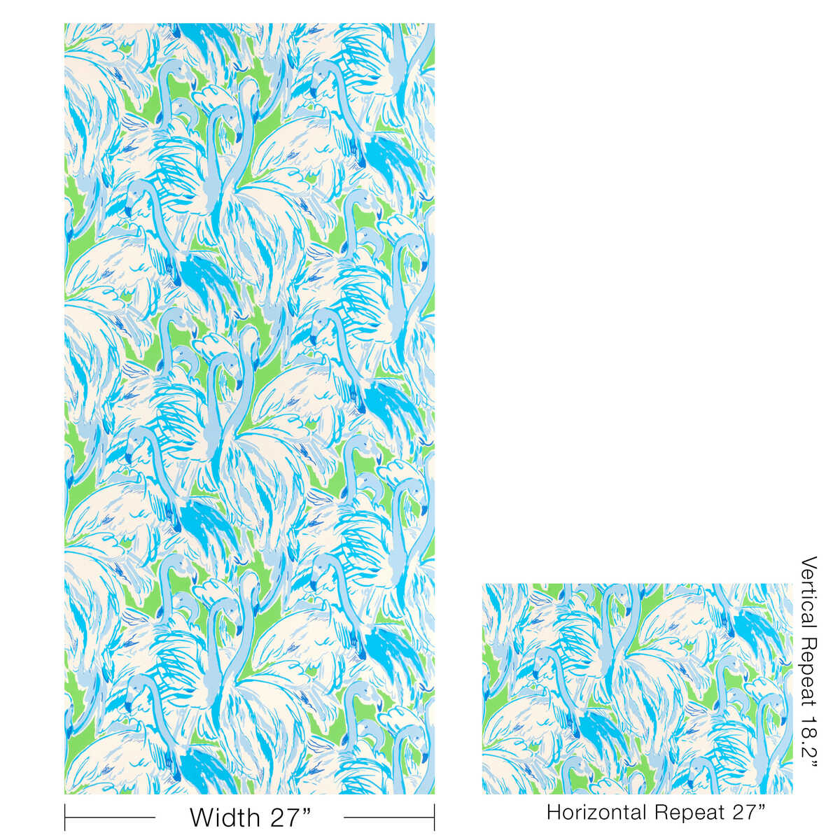 Pink Colony Wp - Green/Blue - LEE JOFA Wallpaper