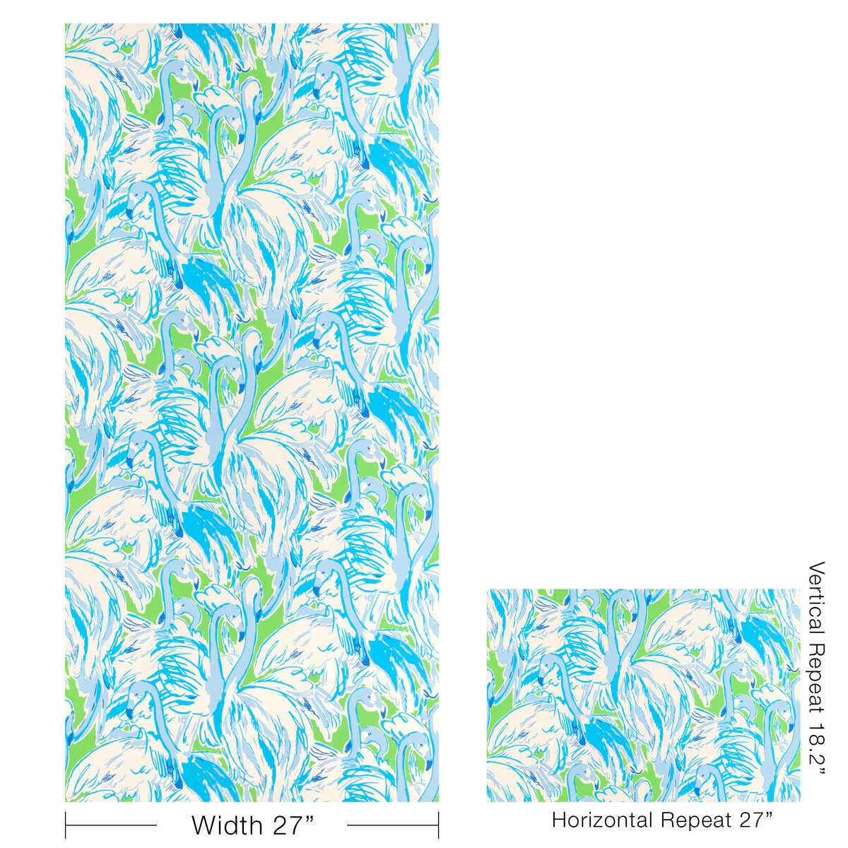 Pink-Colony-Wp-Green-Blue-Lee-Jofa-Wallpaper - LEE JOFA Wallpaper