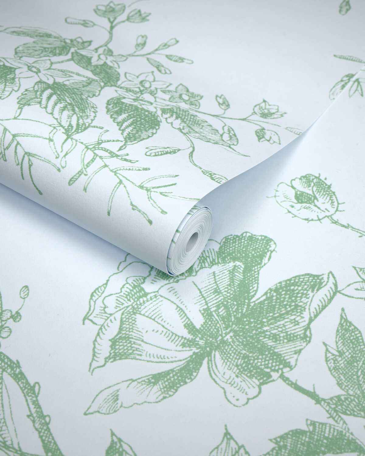 Tea-Rose-Toile-Wp-Leaf-Lee-Jofa-Wallpaper - LEE JOFA Wallpaper