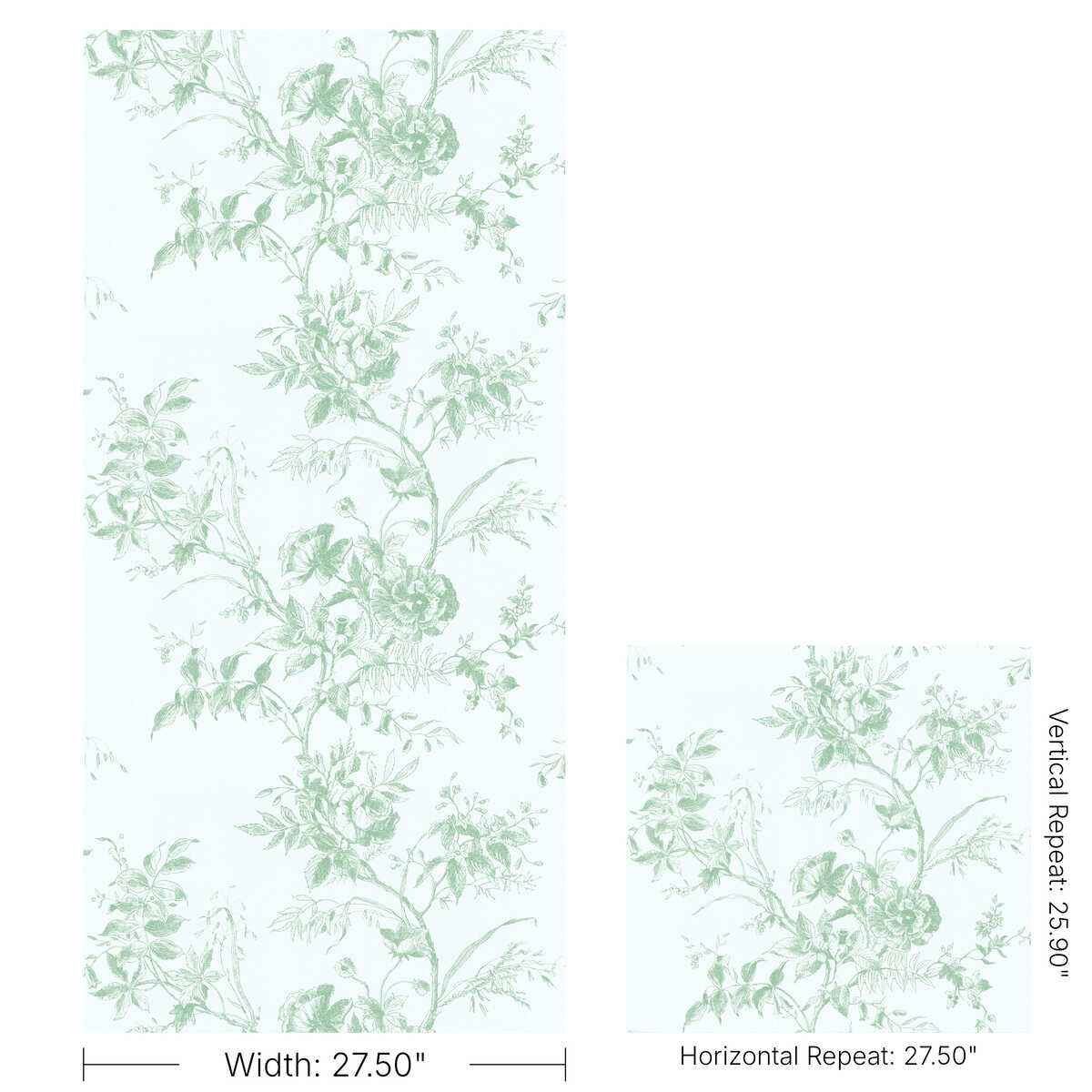 Tea-Rose-Toile-Wp-Leaf-Lee-Jofa-Wallpaper - LEE JOFA Wallpaper