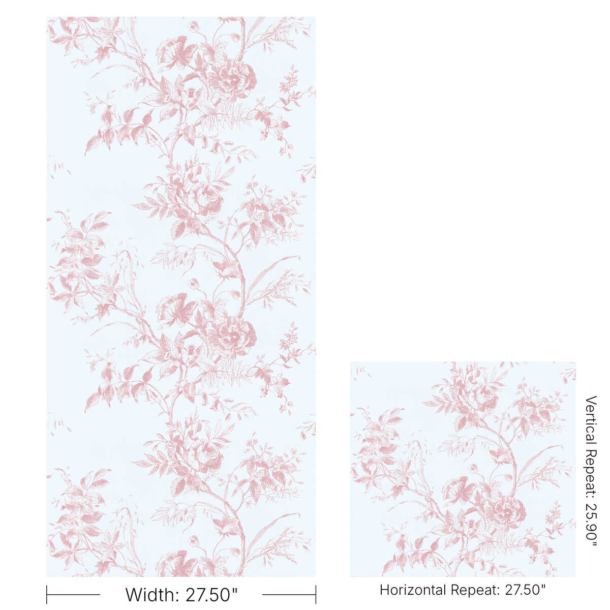 Tea Rose Toile Wp - Rose - LEE JOFA Wallpaper