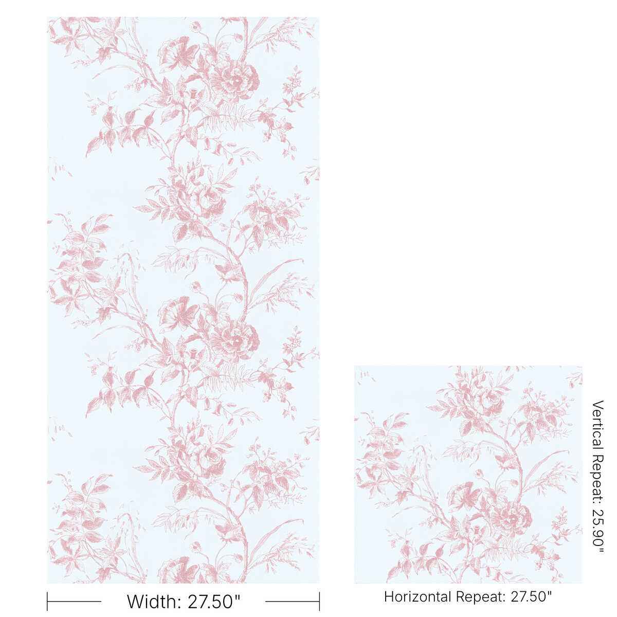 Tea-Rose-Toile-Wp-Rose-Lee-Jofa-Wallpaper - LEE JOFA Wallpaper