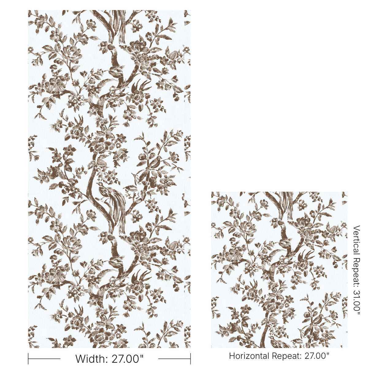 Camellia-Toile-Wp-Brown-Lee-Jofa-Wallpaper - LEE JOFA Wallpaper