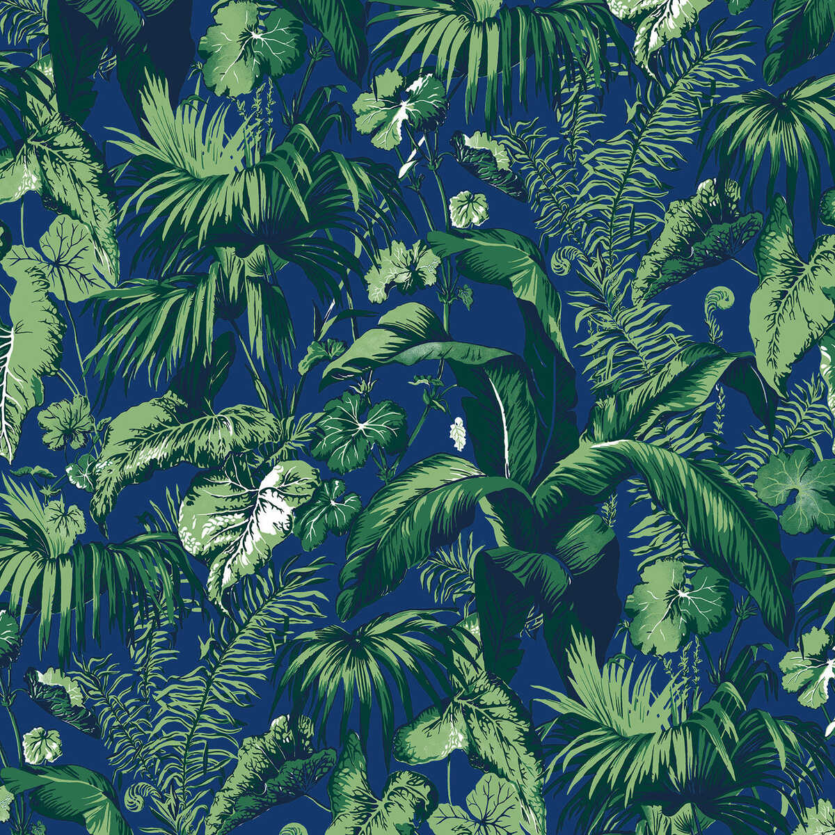 Feuillage - Blue - BRUNSCHWIG & FILS Papel pintado