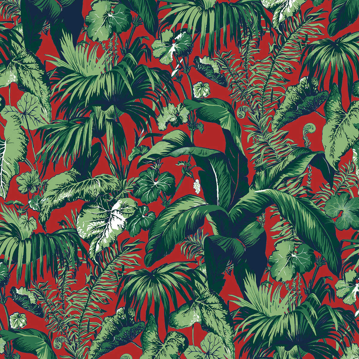 Feuillage - Red - BRUNSCHWIG & FILS Wallpaper