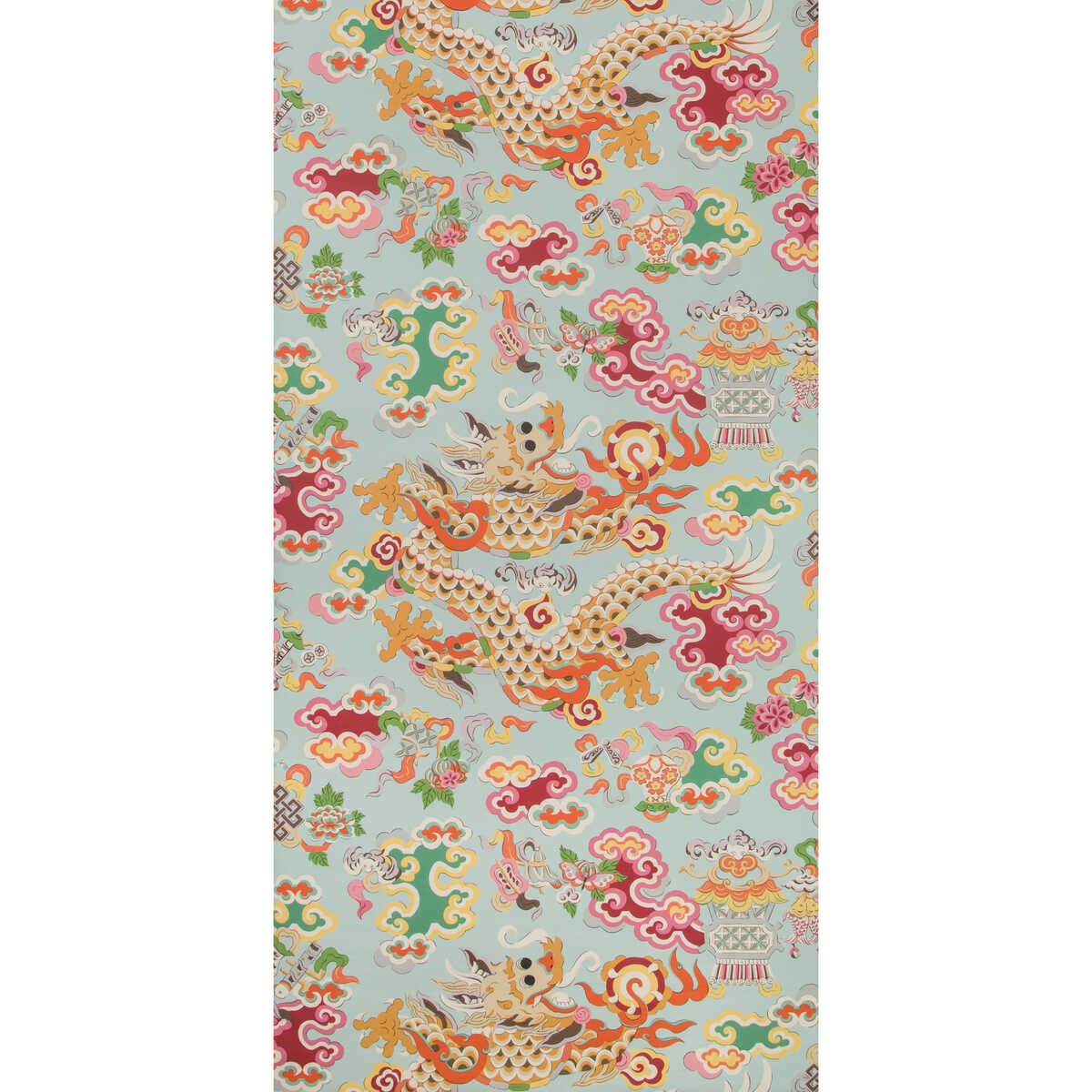 Ming Dragon - Aqua - BRUNSCHWIG & FILS Wallpaper