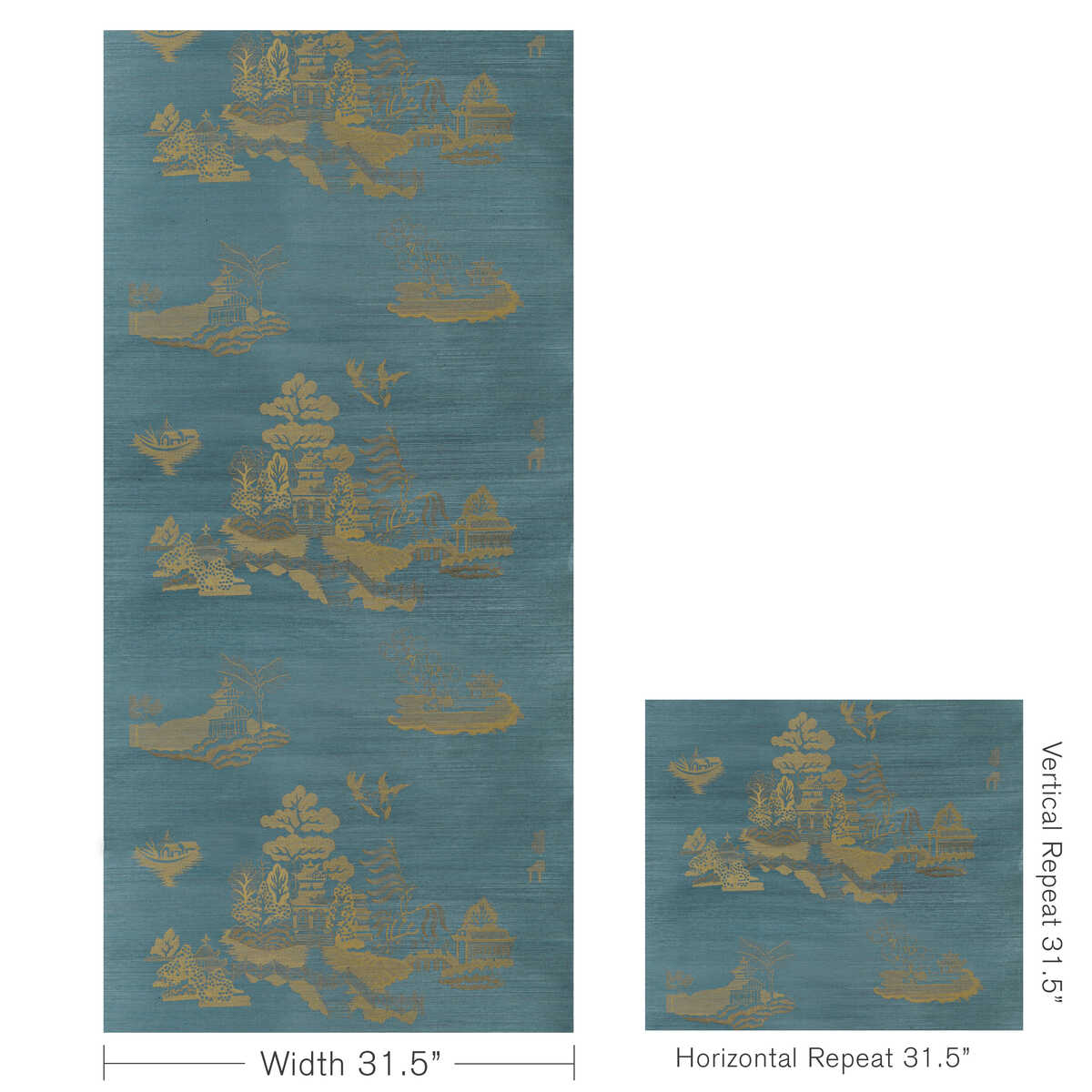 La Pagode - Teal - BRUNSCHWIG & FILS Wallpaper