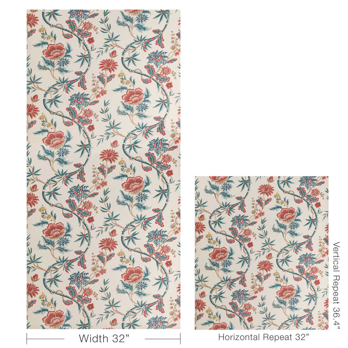 Veronique - Blue - BRUNSCHWIG & FILS Wallpaper