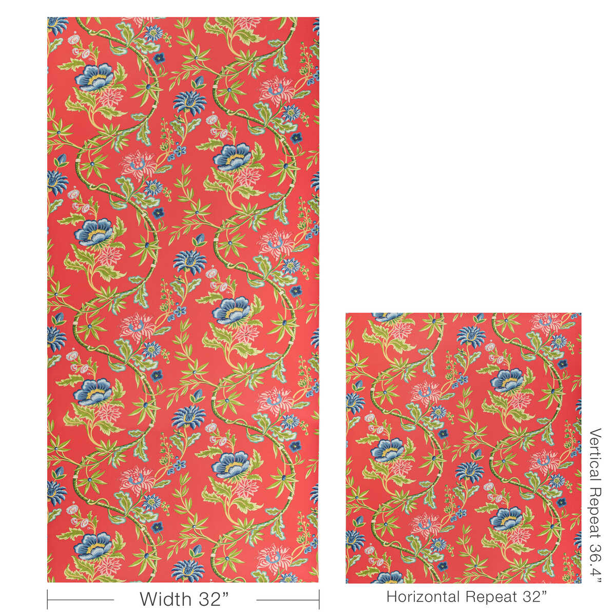Veronique - Red - BRUNSCHWIG & FILS Wallpaper