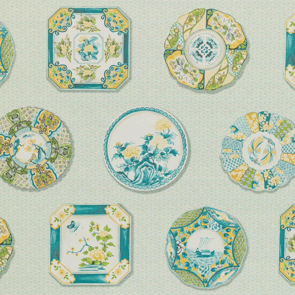 Bonchamp - Aqua - BRUNSCHWIG & FILS Papel pintado