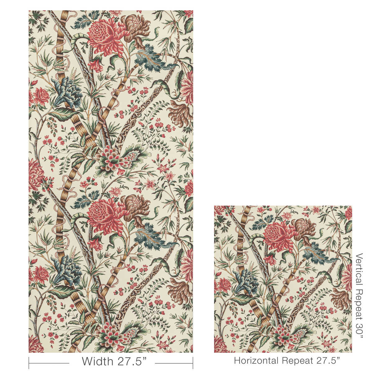 Luberon - Red/Teal - BRUNSCHWIG & FILS Wallpaper