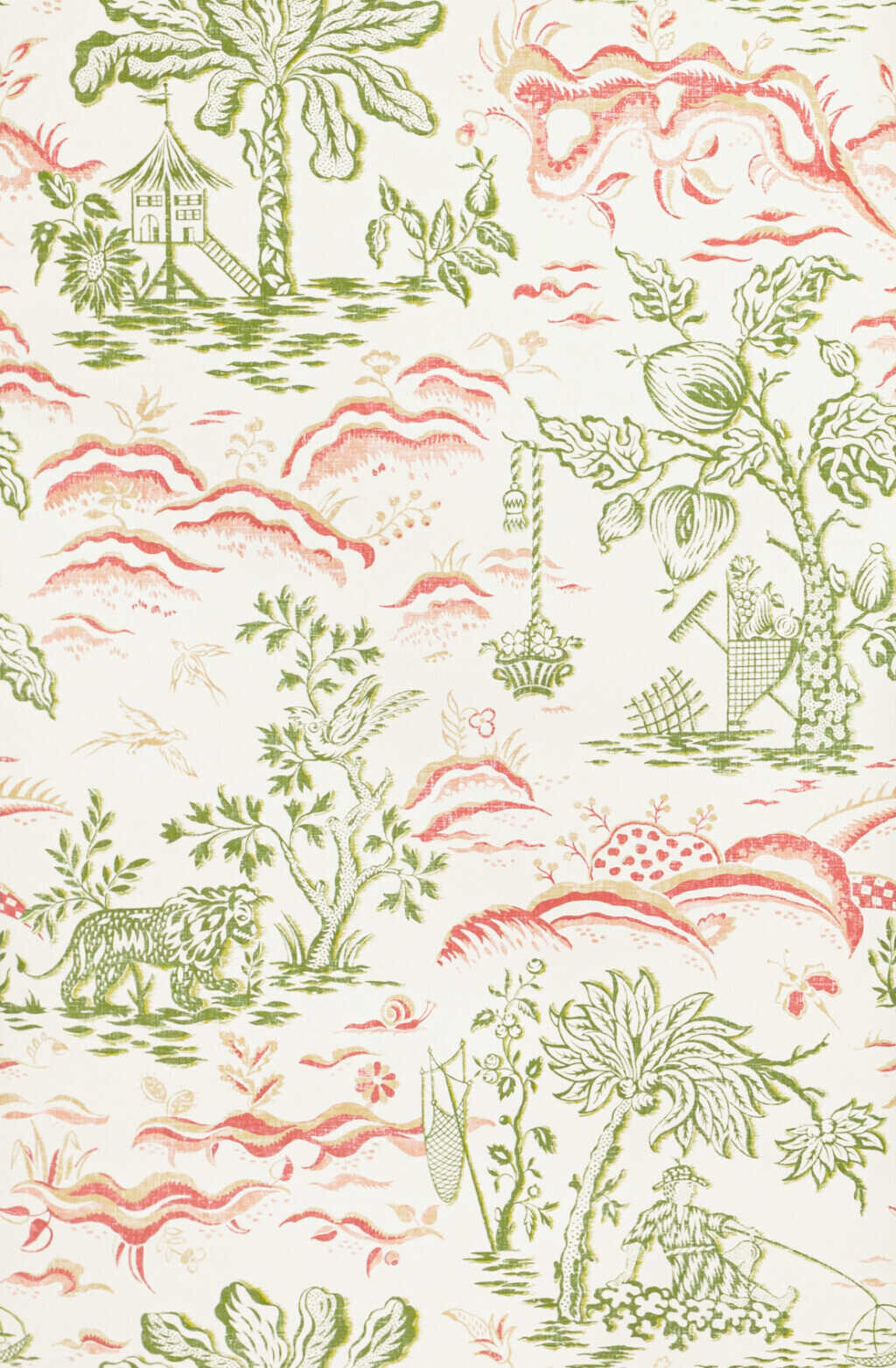 Valensole - Leaf/Rose - BRUNSCHWIG & FILS Wallpaper