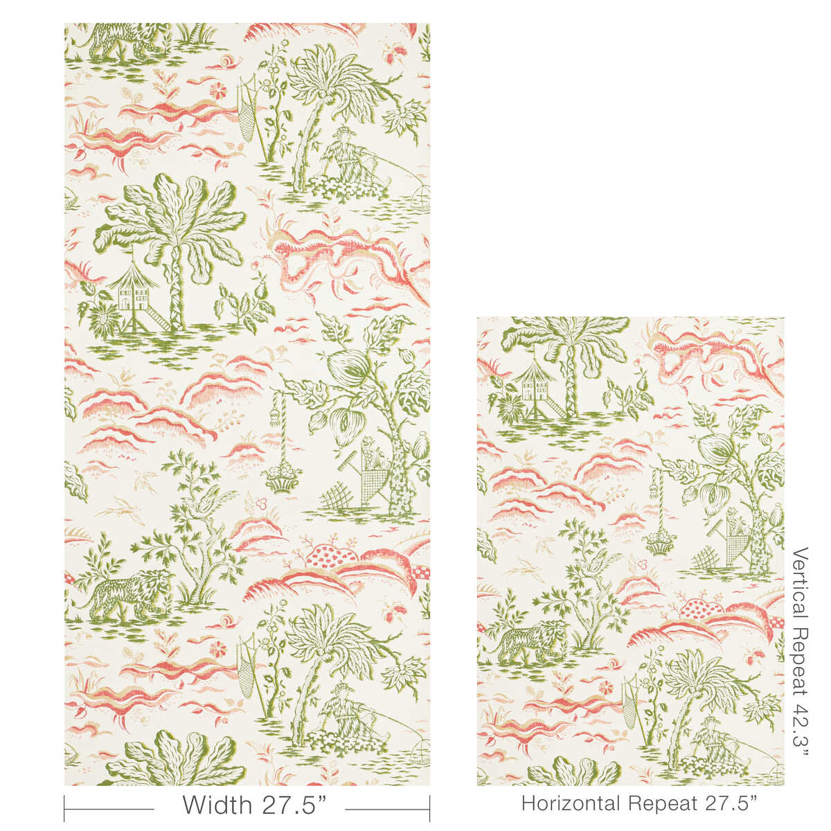 Valensole - Leaf/Rose - BRUNSCHWIG & FILS Wallpaper