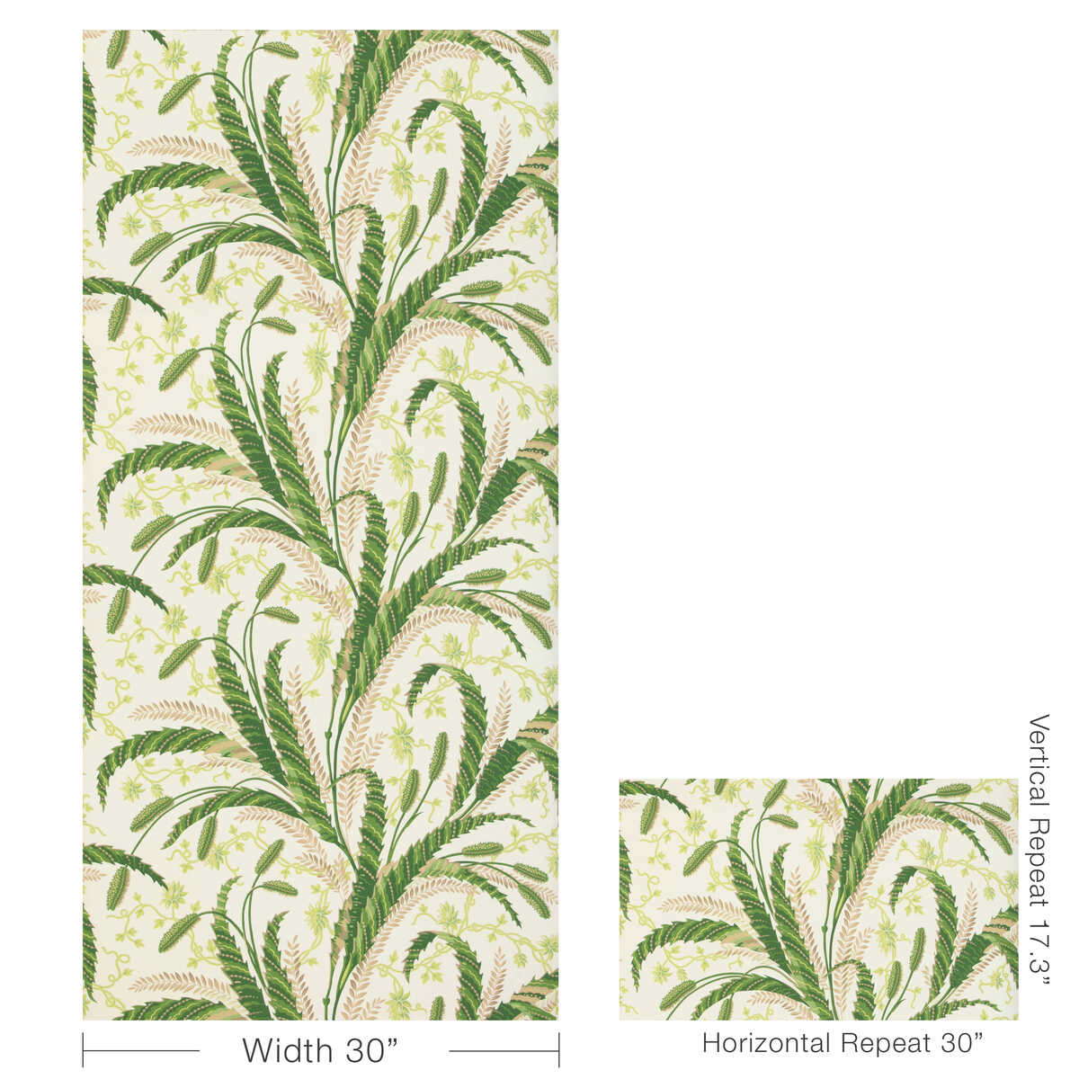 Vernay - Green - BRUNSCHWIG & FILS Papel pintado