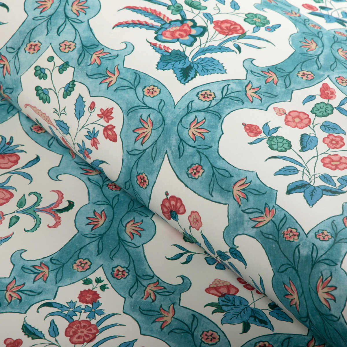 Ventoux - Teal/Rose - BRUNSCHWIG & FILS Wallpaper