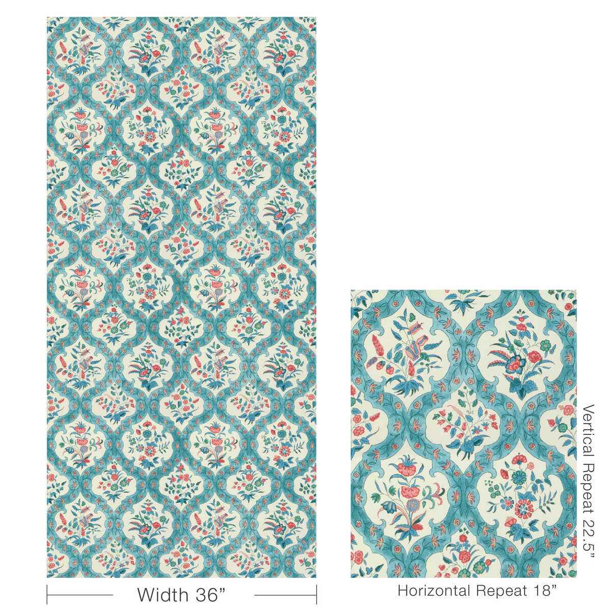 Ventoux-Teal-Rose-Brunschwig-Fils-Wallpaper - BRUNSCHWIG & FILS Wallpaper