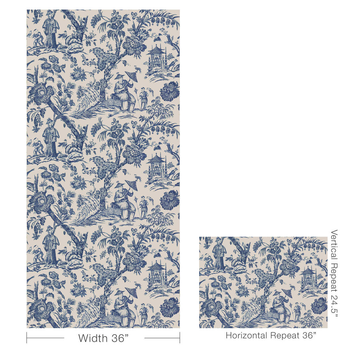 Marcel - Navy - BRUNSCHWIG & FILS Wallpaper