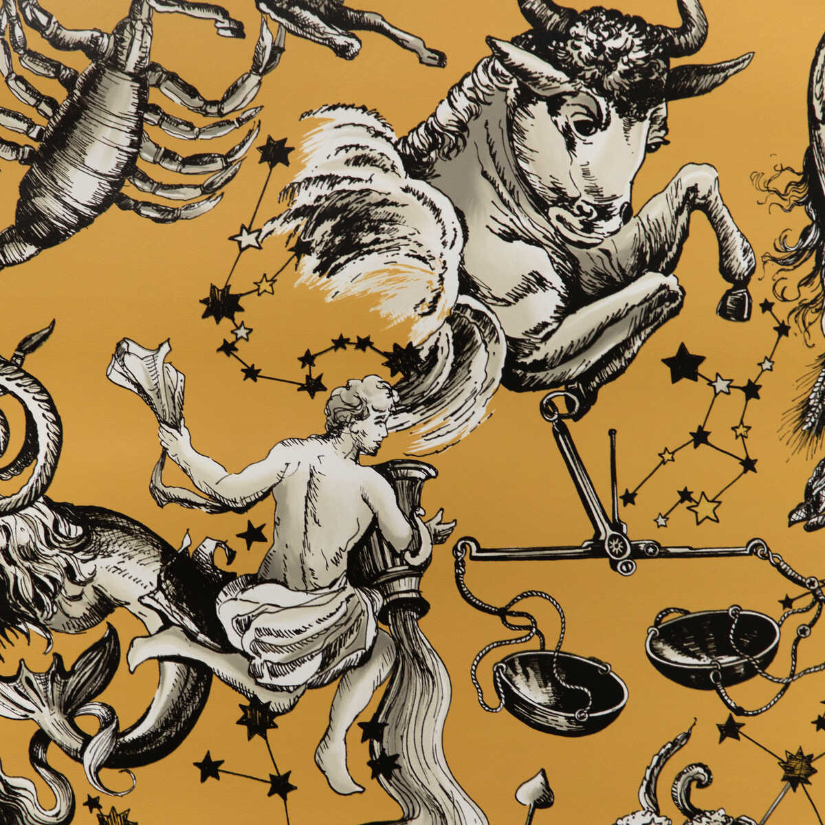 Cosmique - Gold - BRUNSCHWIG & FILS Wallpaper