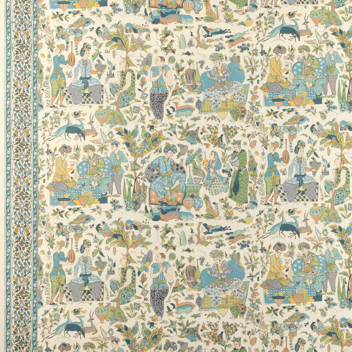 Shalimar - Aqua/Leaf - BRUNSCHWIG & FILS Wallpaper