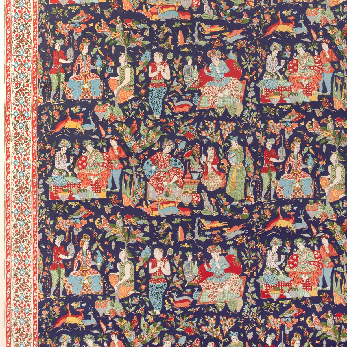 Shalimar - Navy/Red - BRUNSCHWIG & FILS Wallpaper