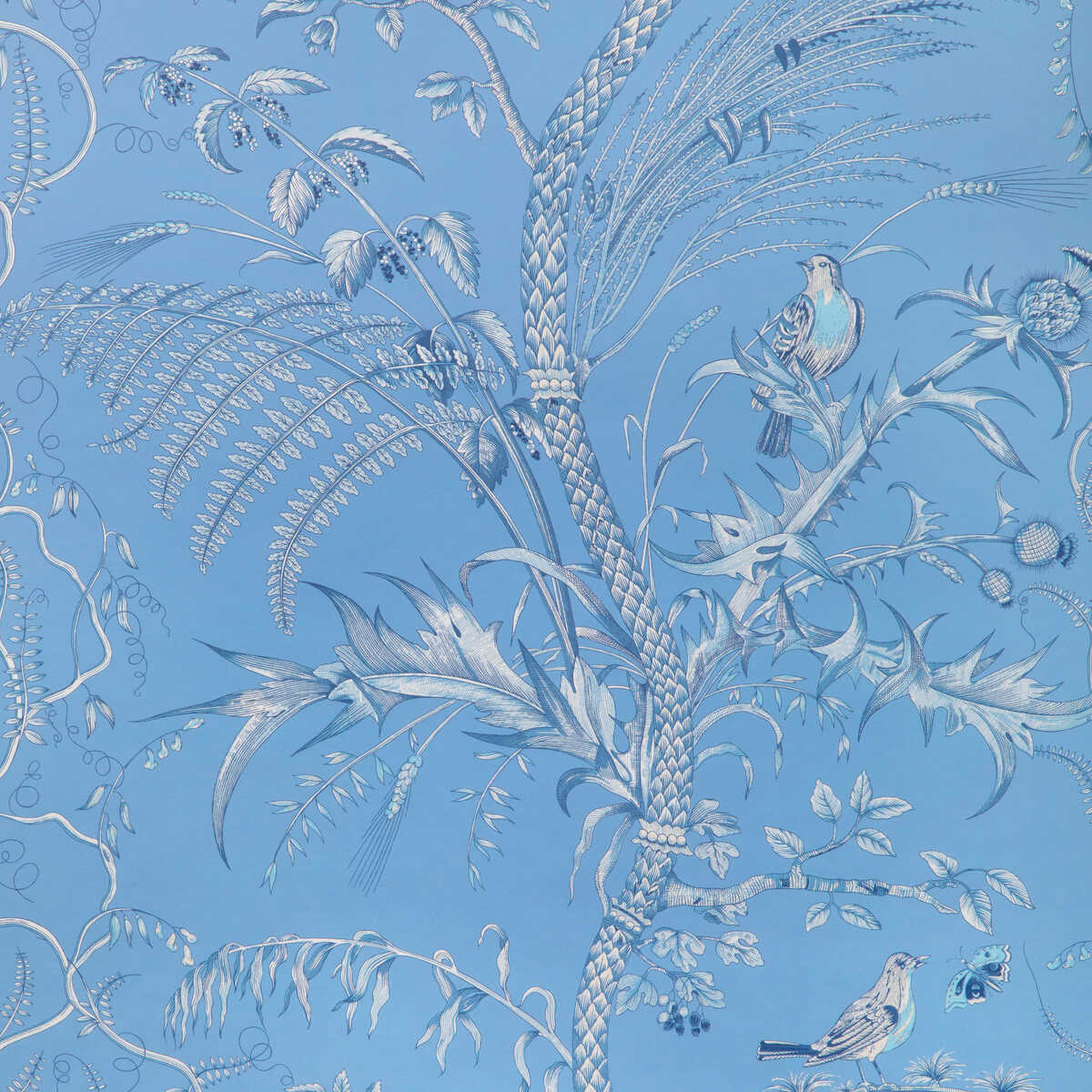 Bird And Thistle Ii - Blue - BRUNSCHWIG & FILS Papel pintado