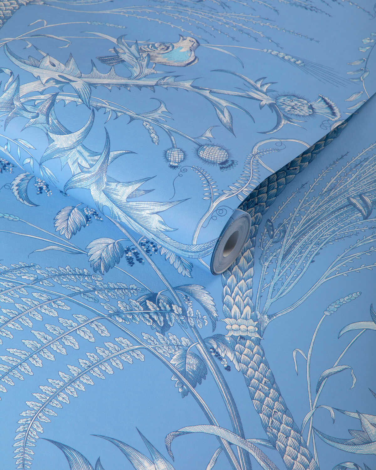 Bird And Thistle Ii - Blue - BRUNSCHWIG & FILS Papel pintado