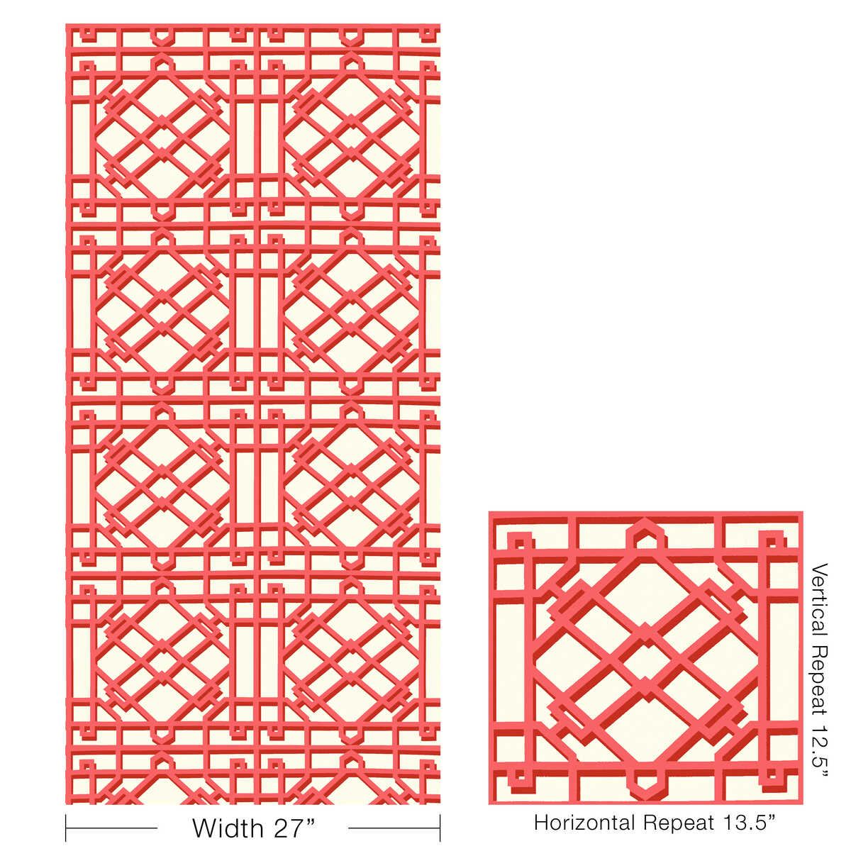 Pavilion Trellis - Red - BRUNSCHWIG & FILS Wallpaper