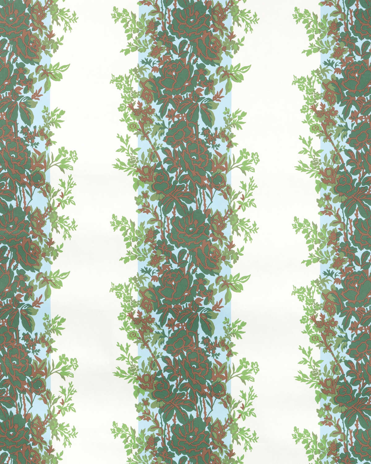 Rayure Fleurie Wc - Leaf - BRUNSCHWIG & FILS Wallpaper