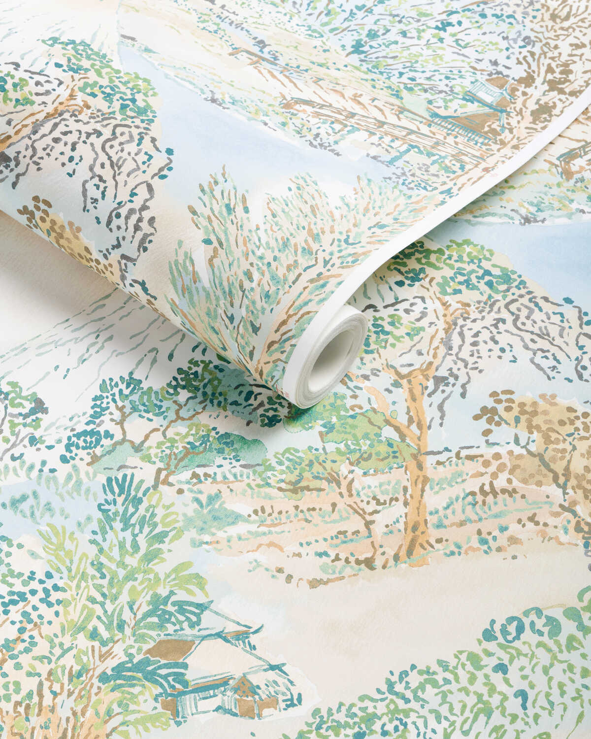 Meiji - Aqua - BRUNSCHWIG & FILS Wallpaper