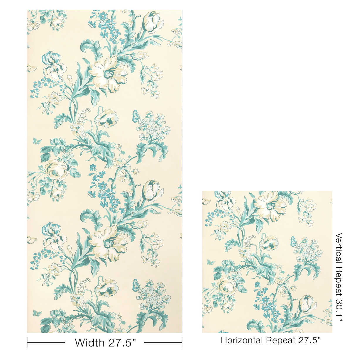 Maintenon - Aqua - BRUNSCHWIG & FILS Wallpaper