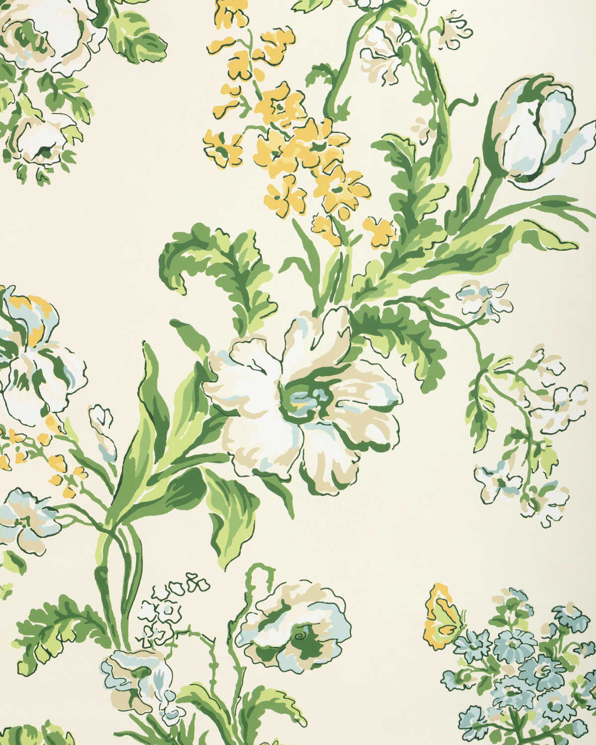 Maintenon - Vert/Soleil - BRUNSCHWIG & FILS Wallpaper
