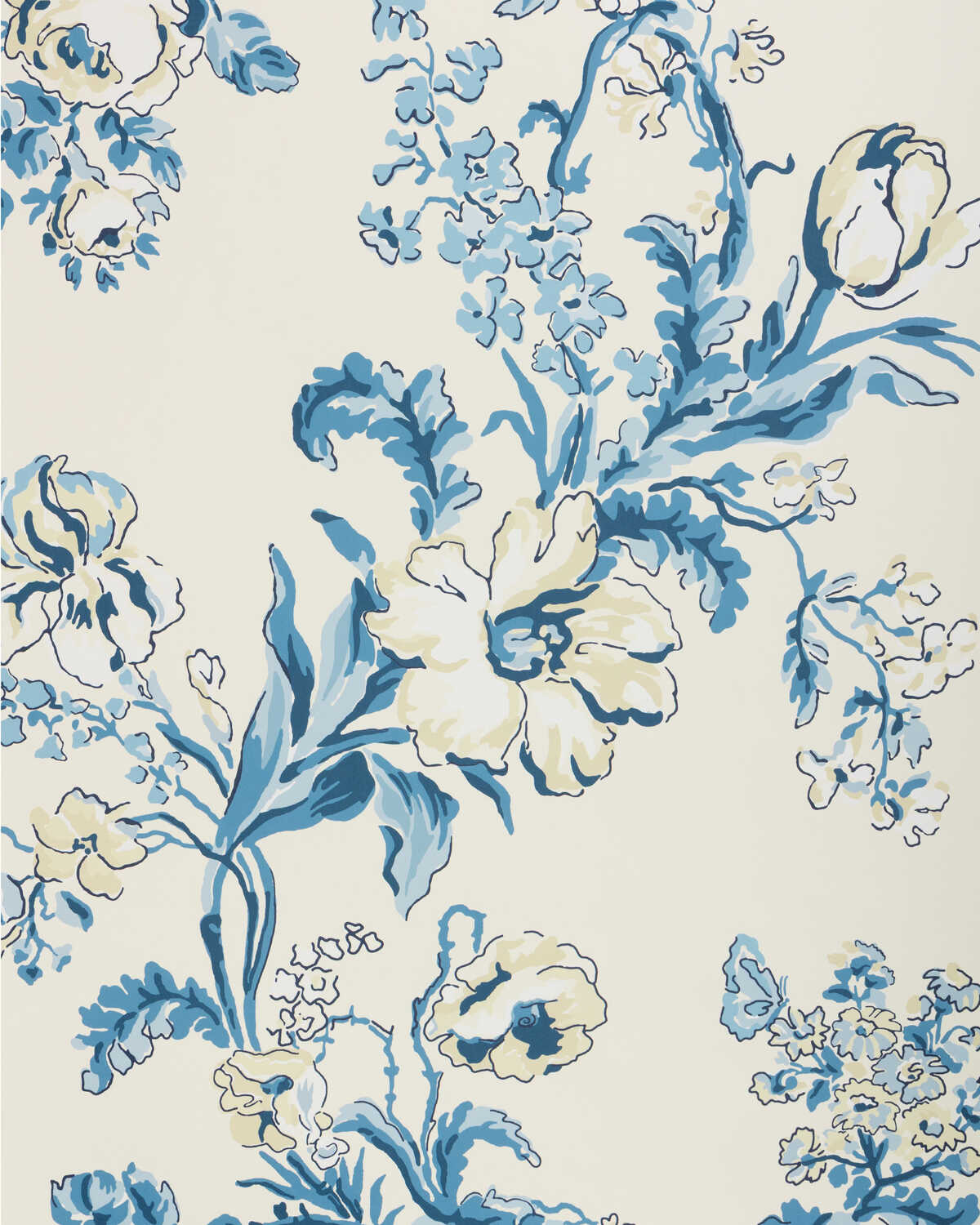 Maintenon - Blue - BRUNSCHWIG & FILS Wallpaper
