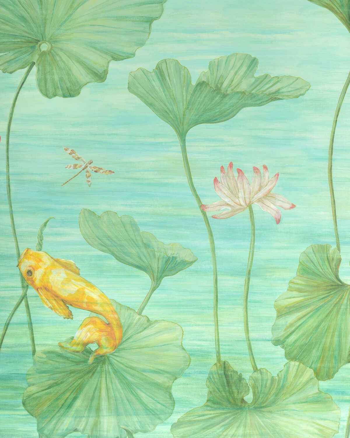 Koi-Pond-Mural-Teal-Brunschwig-Fils-Wallpaper