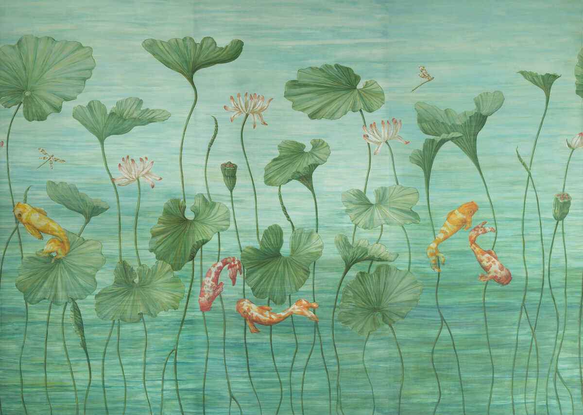 Koi-Pond-Mural-Teal-Brunschwig-Fils-Wallpaper - BRUNSCHWIG & FILS Wallpaper