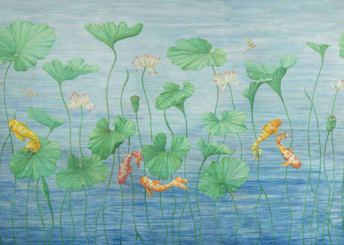 Koi-Pond-Mural-Blue-Brunschwig-Fils-Wallpaper - BRUNSCHWIG & FILS Wallpaper