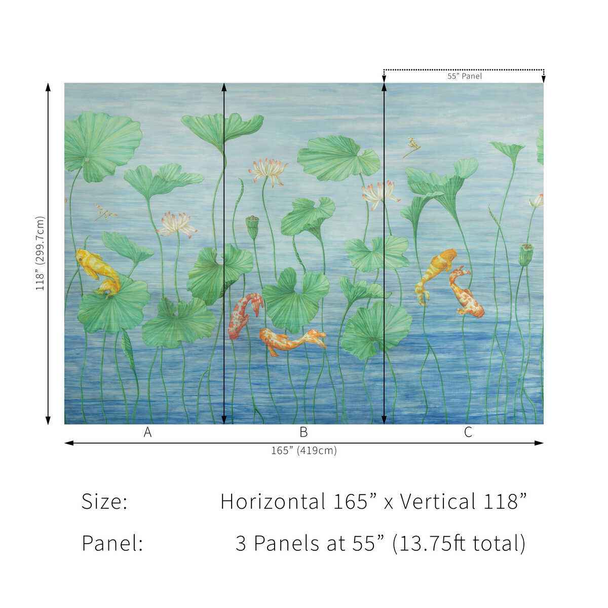 Koi-Pond-Mural-Blue-Brunschwig-Fils-Wallpaper - BRUNSCHWIG & FILS Wallpaper