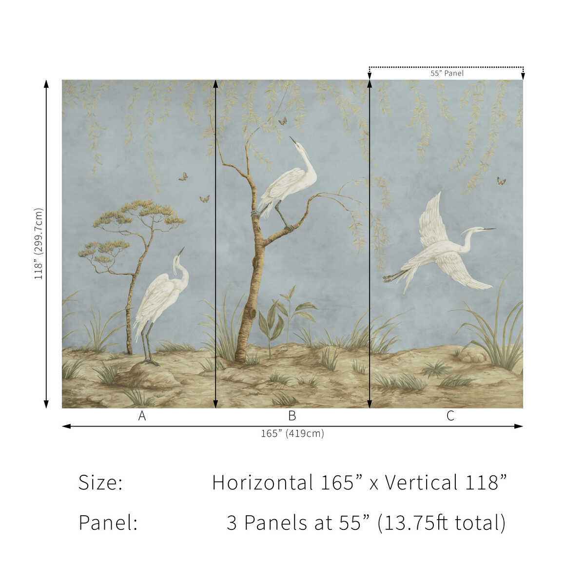 Egret-Marsh-Mural-Met-Mist-Brunschwig-Fils-Wallpaper - BRUNSCHWIG & FILS Wallpaper