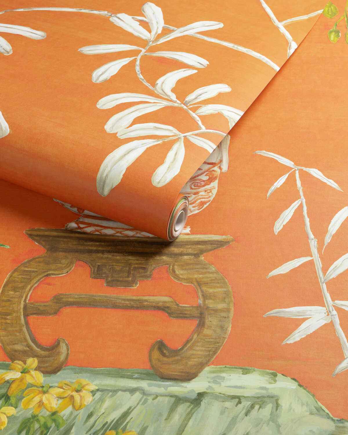Jardin-Yili-Mural-Orange-Brunschwig-Fils-Wallpaper - BRUNSCHWIG & FILS Wallpaper