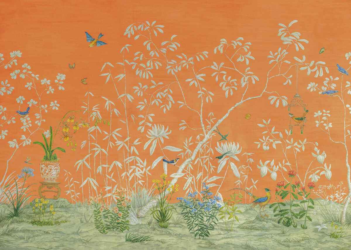 Jardin-Yili-Mural-Orange-Brunschwig-Fils-Wallpaper - BRUNSCHWIG & FILS Wallpaper
