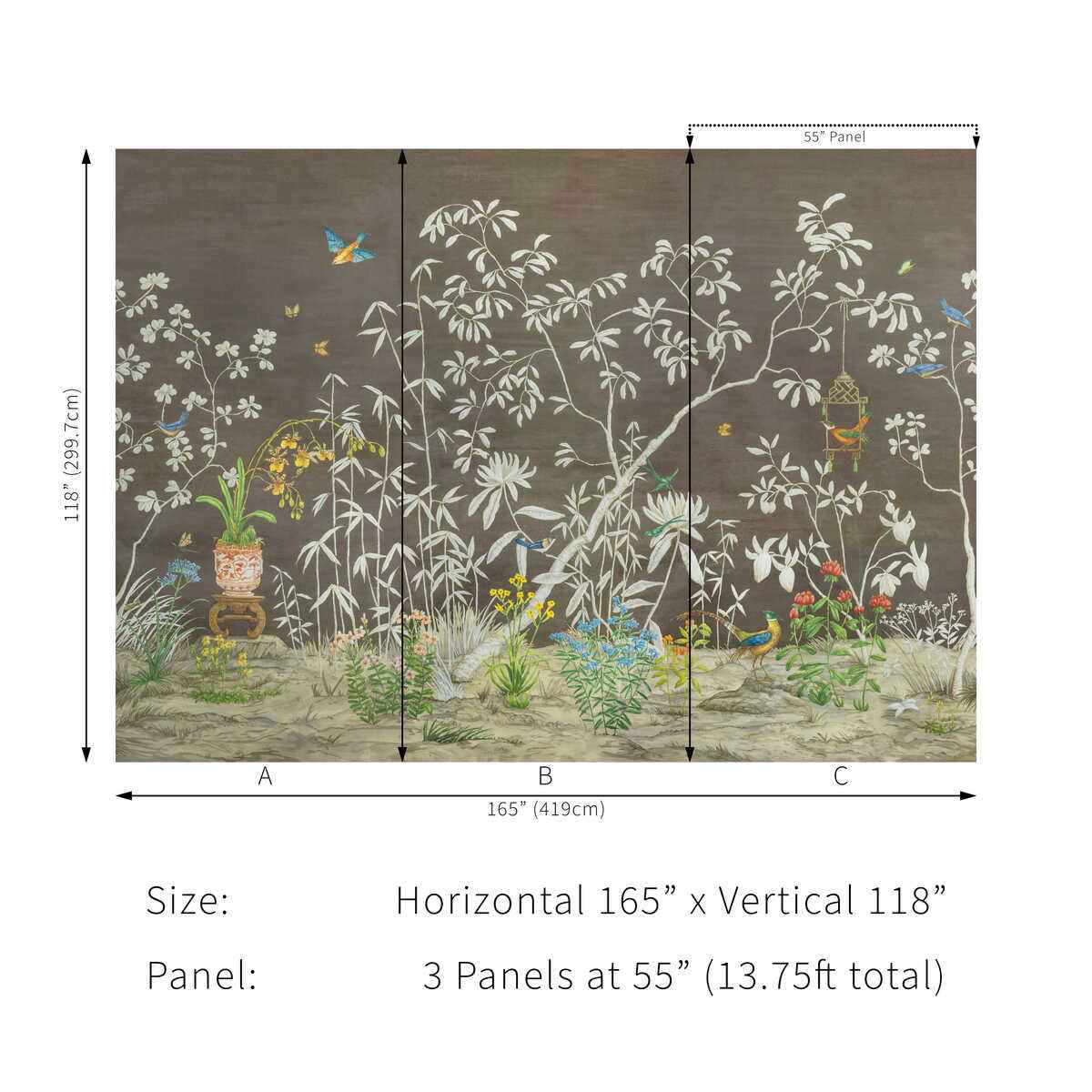 Jardin-Yili-Mural-Chocolate-Brunschwig-Fils-Wallpaper - BRUNSCHWIG & FILS Wallpaper